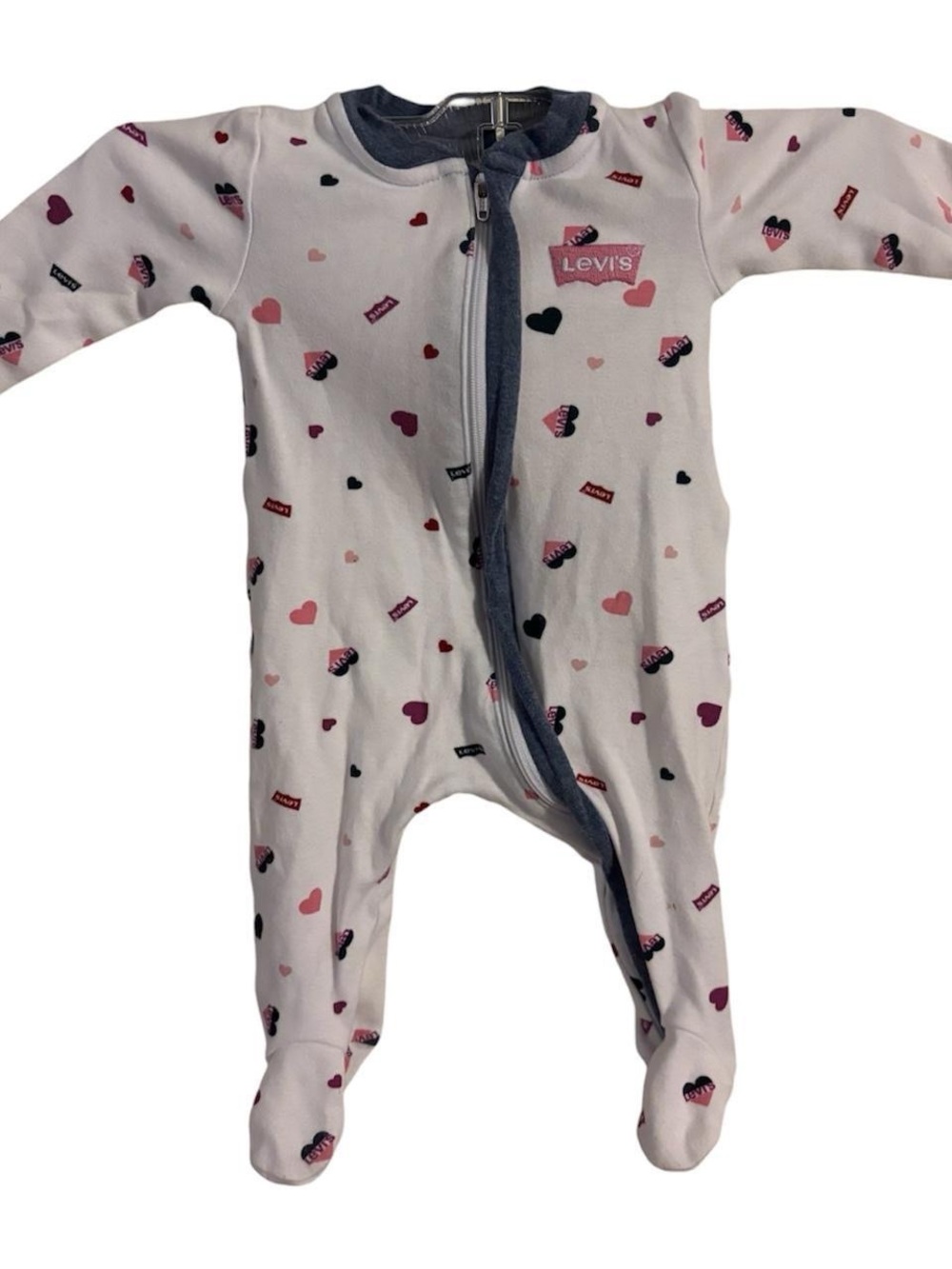 Levi's Baby Girls White & Patterned Footed Sleeper 🤍